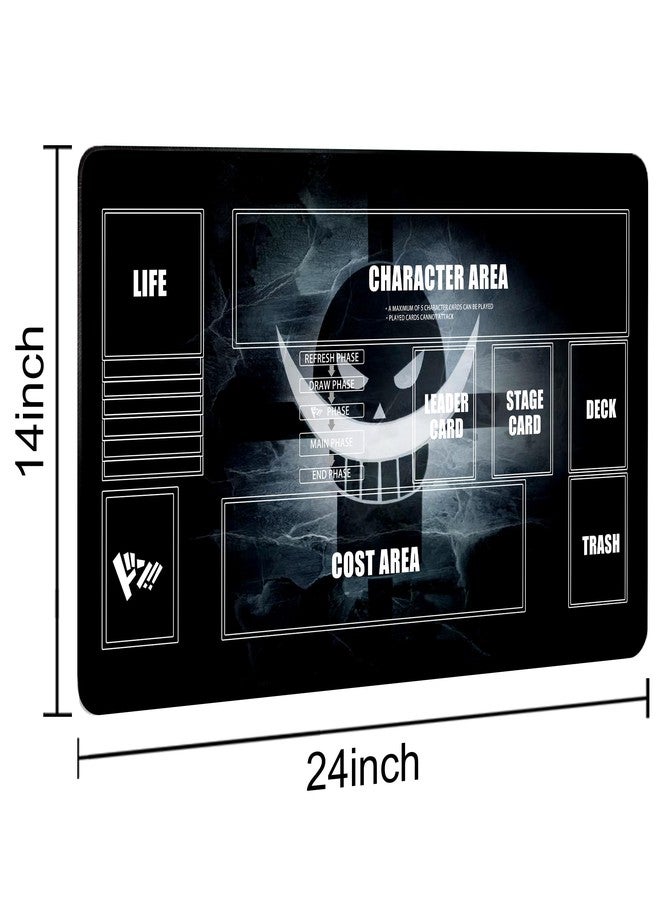 Extalas Playmat for One Piece Card Game (24x14 Inches): with Non-Slip Rubber, Zones Design, a Professional Storage Bag Included, Plus a Limited-Time Gift of a Set of 20 Damage Counters (Black2) - Image 2